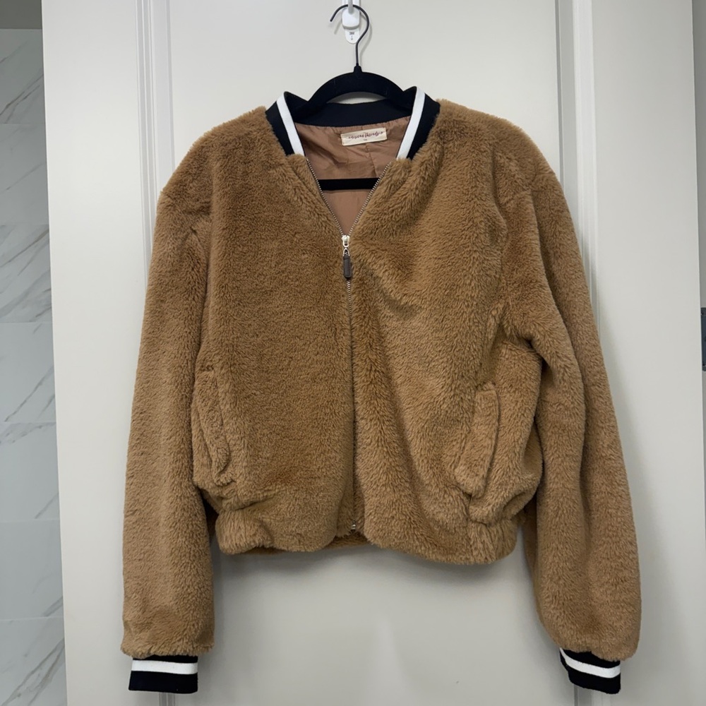 American Threads Tan Fur Jacket with Black Collar